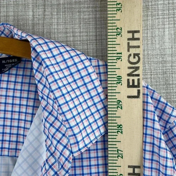 Chaps Traveler Shirt Short Sleeve Button Down Mens XL Blue Pink 4310 - Picture 4 of 8